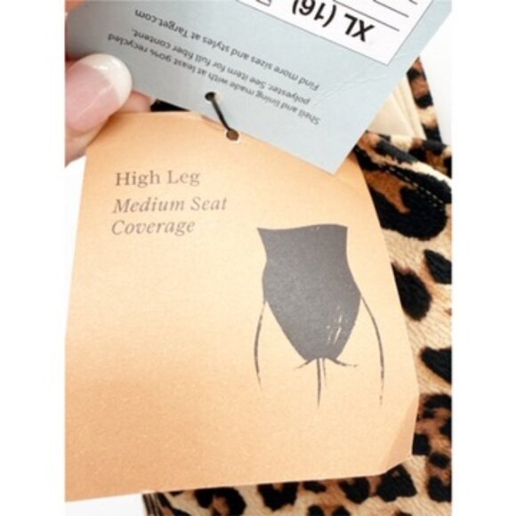 Shade & Shore Leopard Women's Crepe Plunge Medium Coverage One Piece Swimsuit XL - Picture 9 of 10